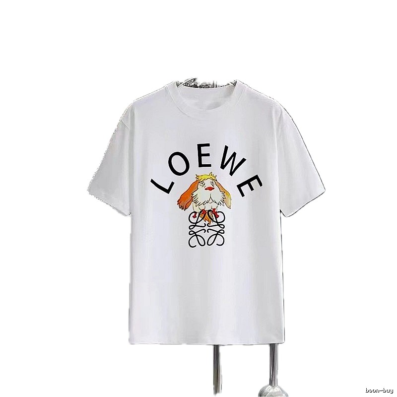 LOEWE Cartoon Print Casual Style White Short-sleeve T-shirt