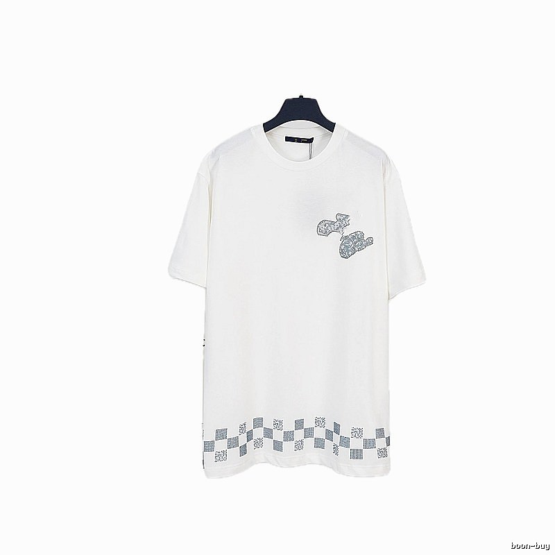 Louis Vuitton Checkerboard Casual Style White T-Shirt