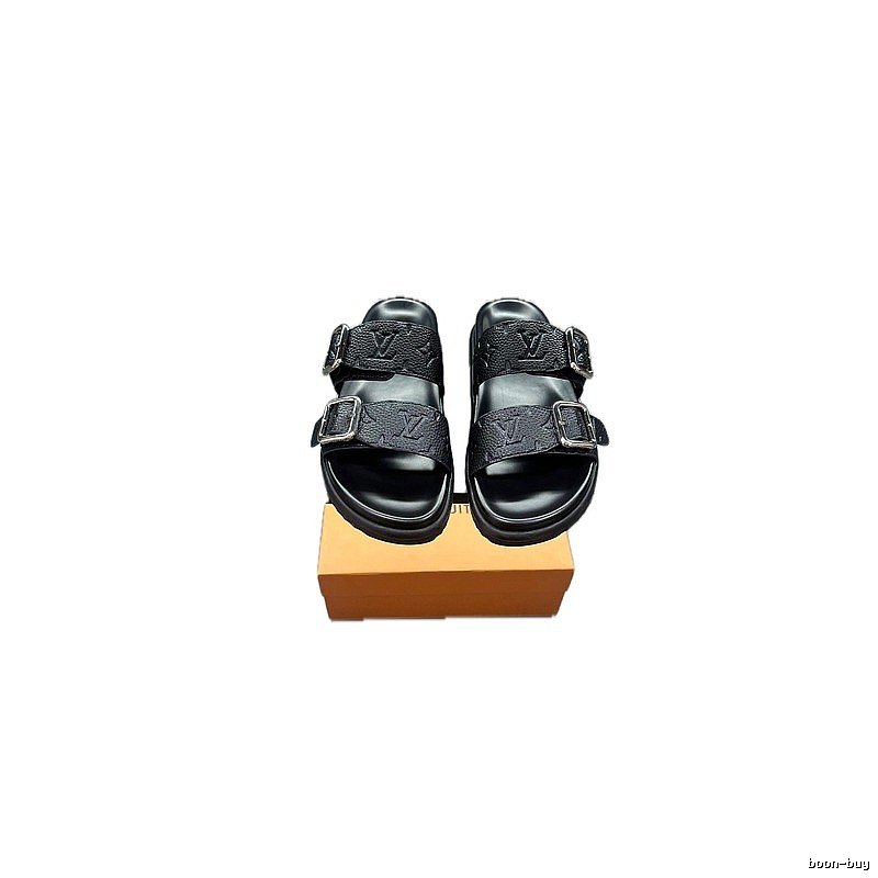 Louis Vuitton Classic Embossed Casual Style Black Slides