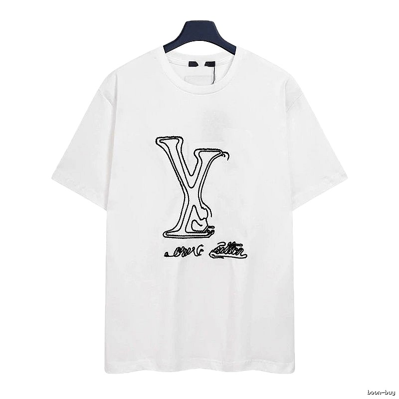Louis Vuitton Embroidered Trendy Style White Short-sleeve T-shirt