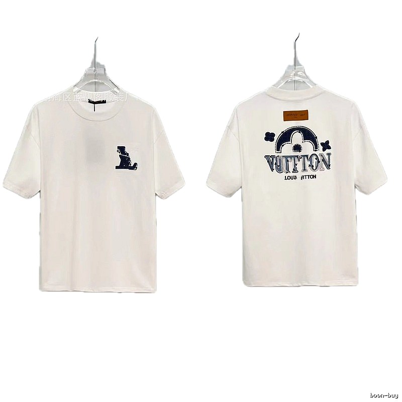 Louis Vuitton Embroidered Vintage-style White Short-sleeve T-shirt