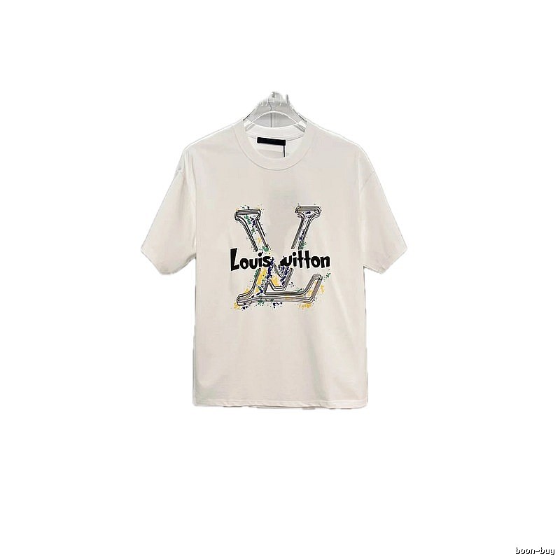Louis Vuitton Ink-Splashing Trendy & Cool Style White Short-Sleeve T-Shirt