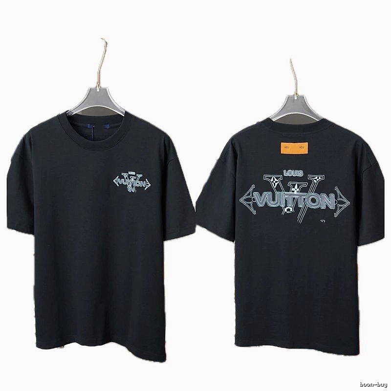 Louis Vuitton Letter Print Streetwear Style Black T-Shirt