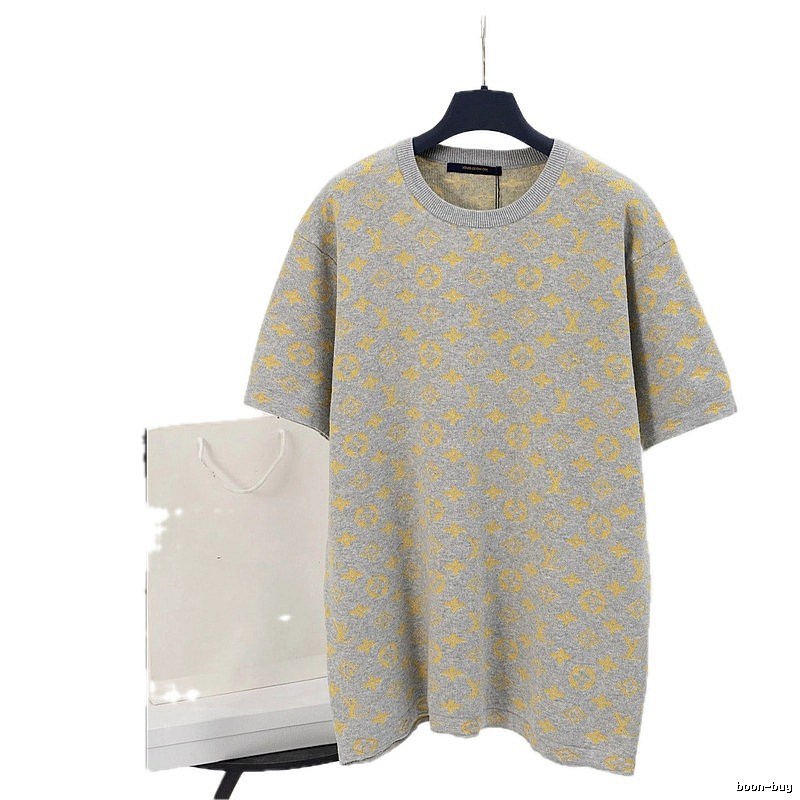Louis Vuitton Monogram Collection Vintage Style Grey-yellow Short-sleeve T-shirt