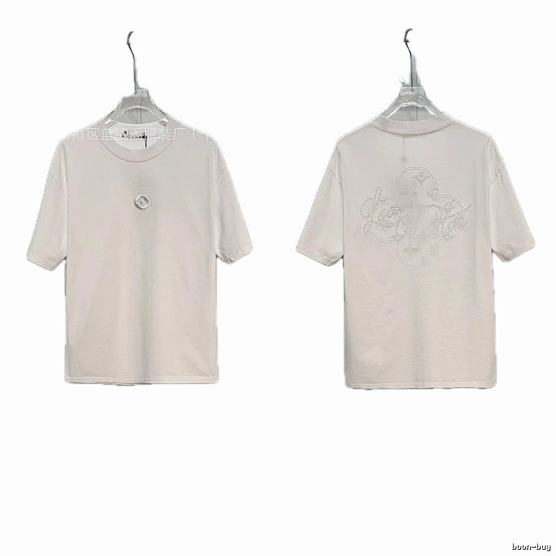 Louis Vuitton Monogram Embroidered Trendy Style White T-Shirt