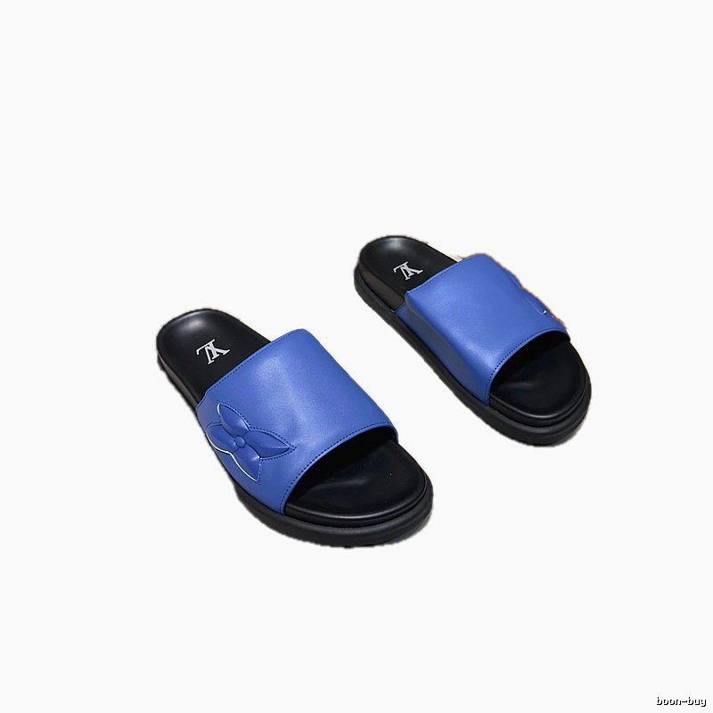 Louis Vuitton Monogram Light Luxury Style Blue Slides