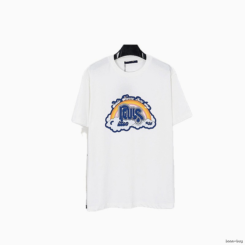 Louis Vuitton Vintage-style Rainbow Print White T-Shirt