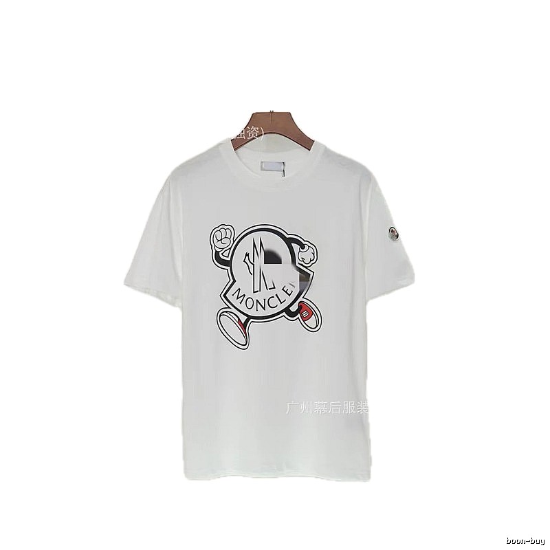 Moncler Cartoon Print Casual Style White T-Shirt