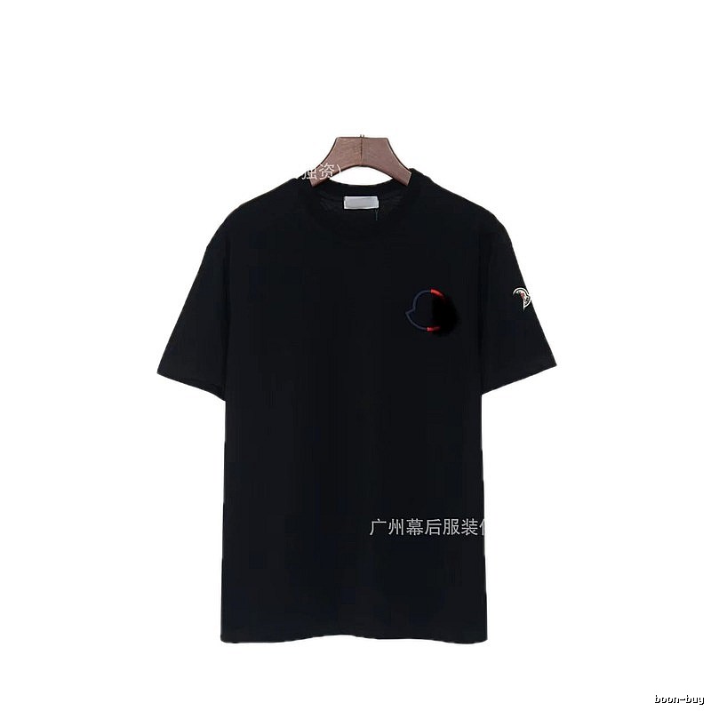 Moncler Embroidered Casual Black Short-sleeve T-shirt