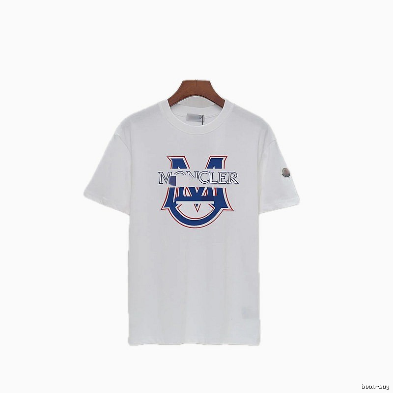 Moncler Large M Printed Casual Style White T-Shirt