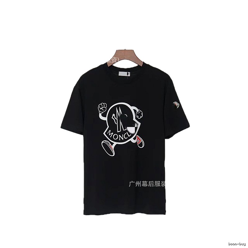 Moncler Trendy Black Cartoon Print Short-sleeved T-shirt