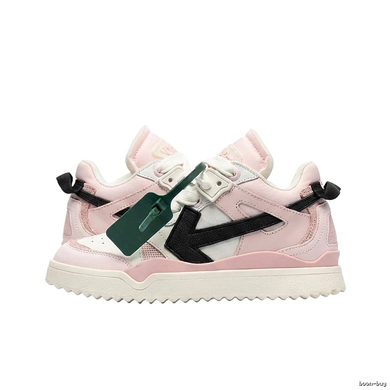 Off-White Deconstructed Style Pink and White Sports Shoes