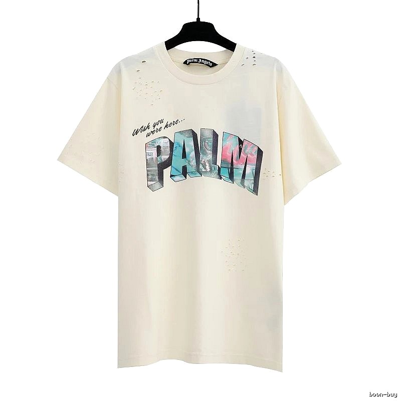 Palm Angels Daily Logo T-shirt White Palm Tree with Visual Detail