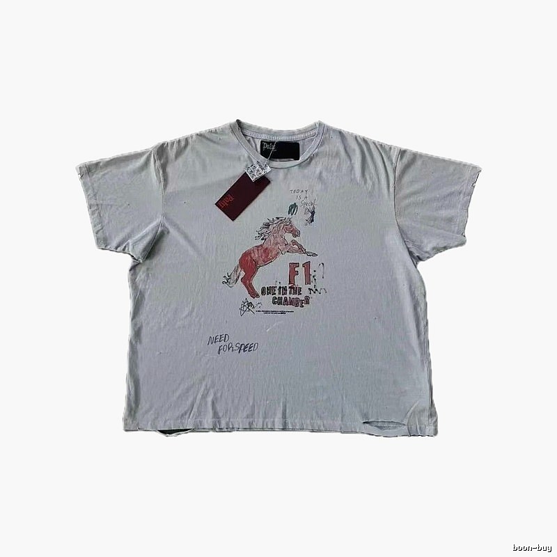 Paly Hollywood F1 Red Horse Vintage Light Grey T-Shirt