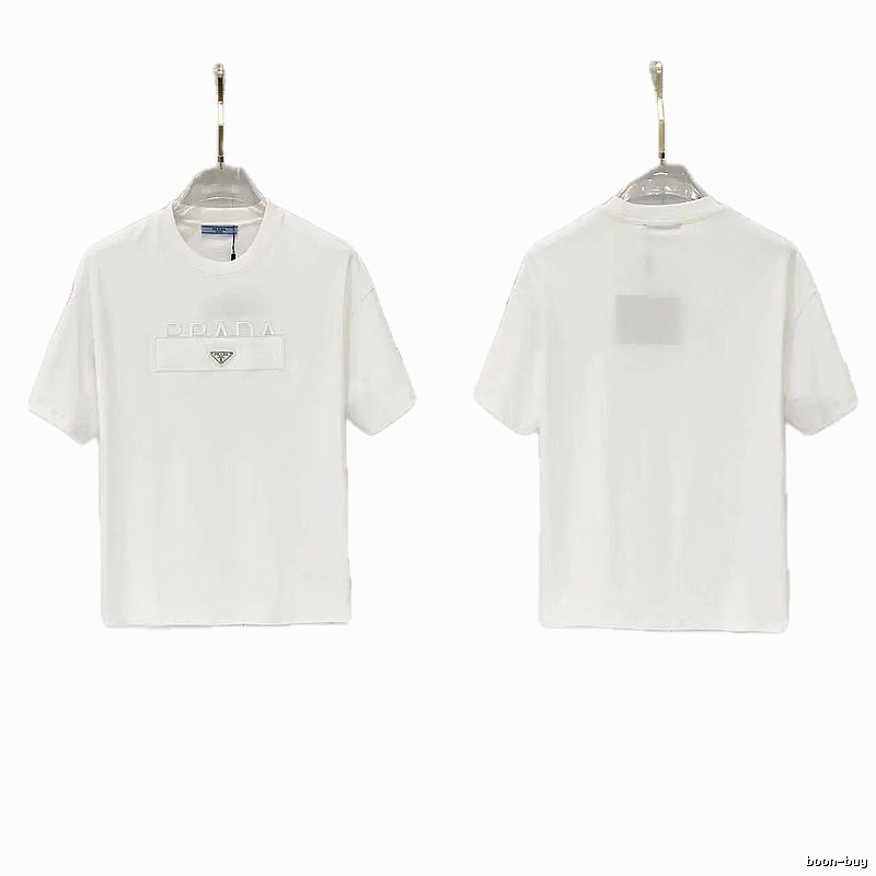 Prada Classic Triangle Logo Minimalist Style White T-Shirt