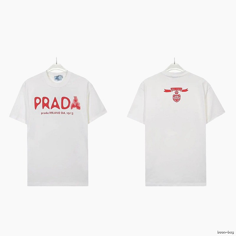 Prada Graffiti Collection Casual Style White Short-sleeve T-shirt