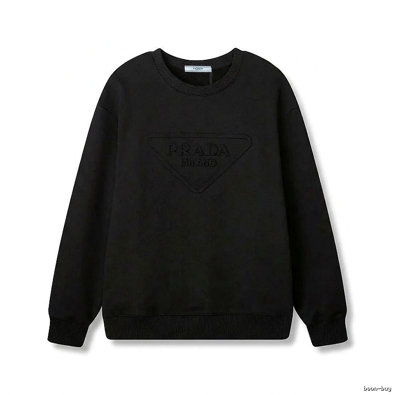 Prada triangular logo simple black sweatshirt