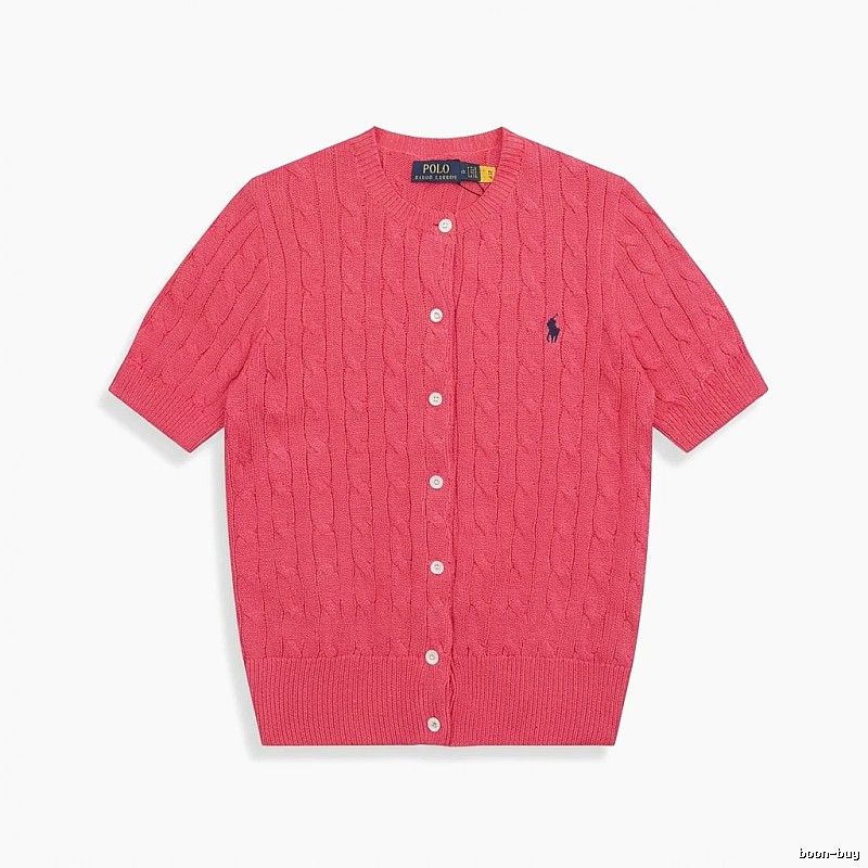 Ralph Lauren Polo retro-style rose-red cardigan