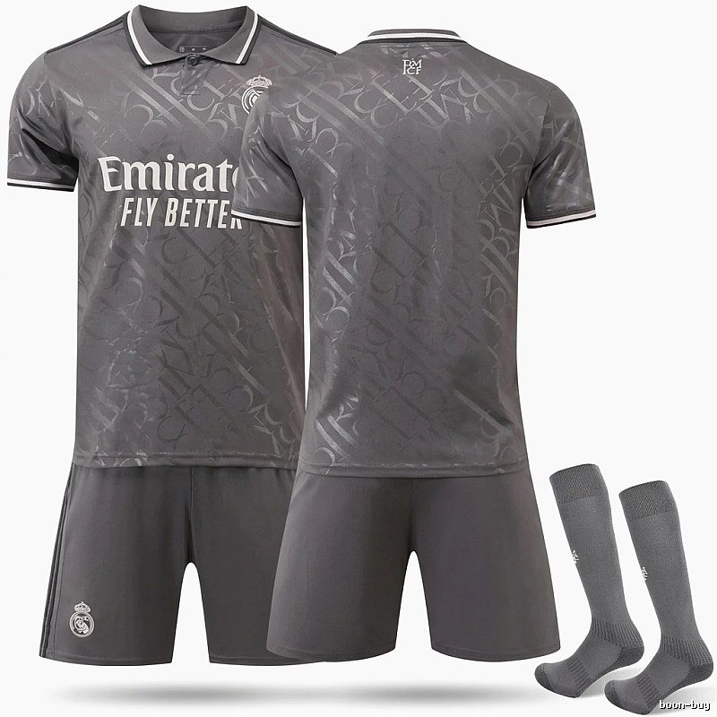 Real Madrid's dark pattern style gray jersey