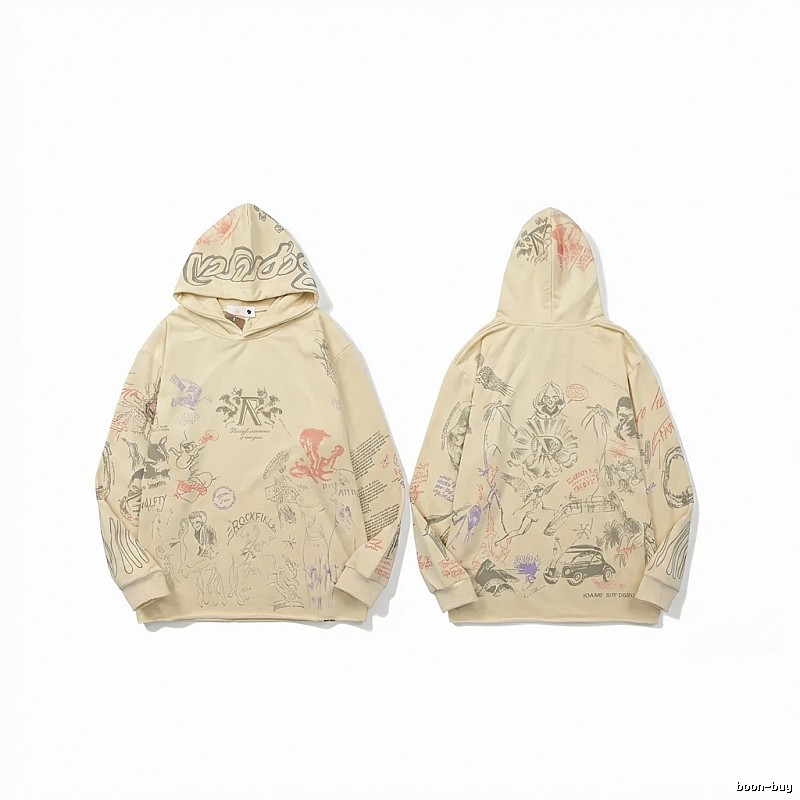 Represent Graffiti Style Beige Hoodie