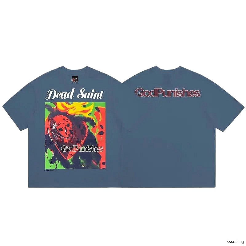 SAINT Dead Saint Graffiti Street Style Grey-Blue T-shirt