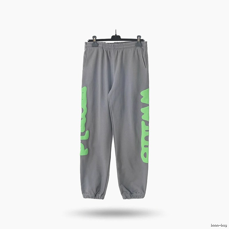 Sp5der Fluorescent Letter Trendy Grey Sweatpants