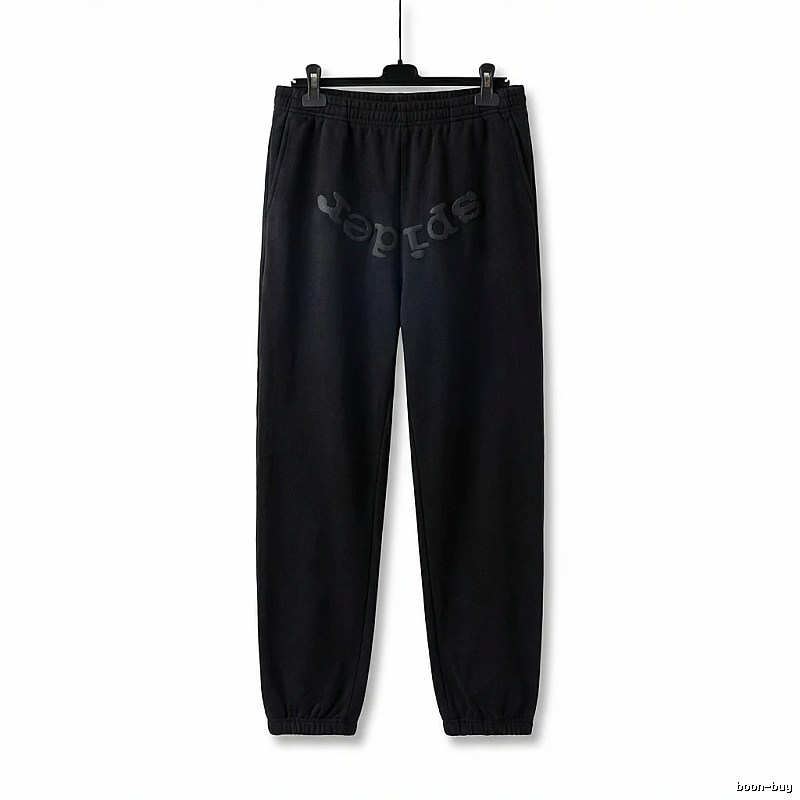 Sp5der Letter Trendy brand Black Sweatpants