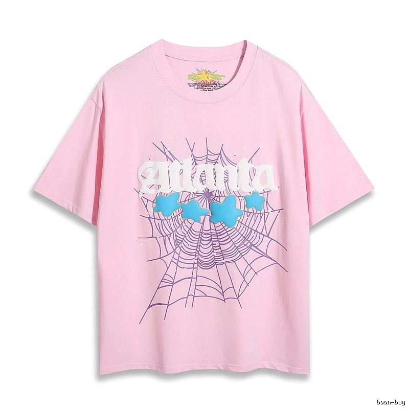 Sp5der Star Network Print Pink T-shirt