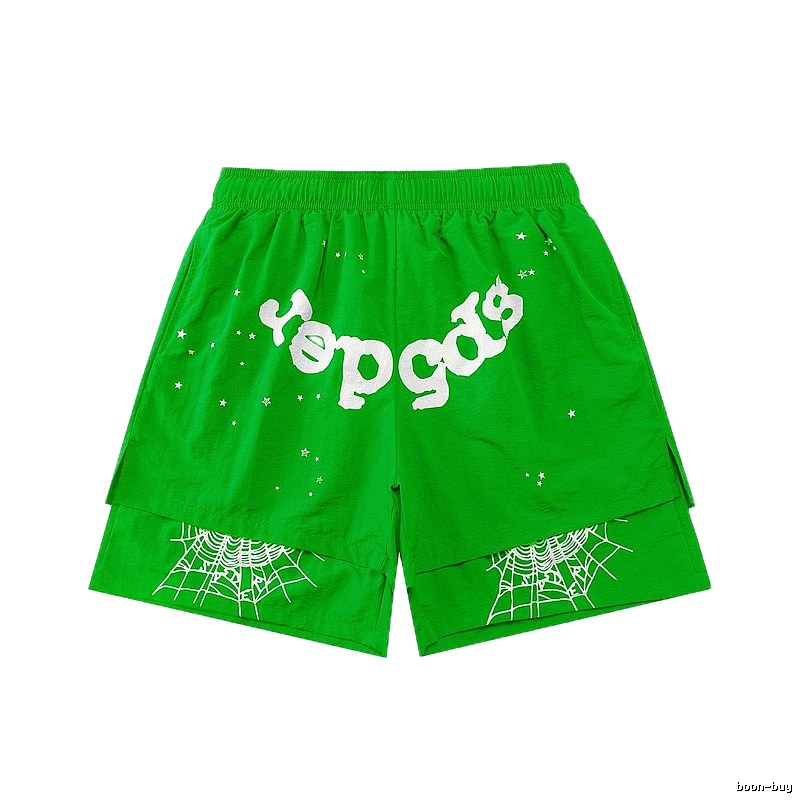 Sp5der Starburst Trendy Cool Green Shorts