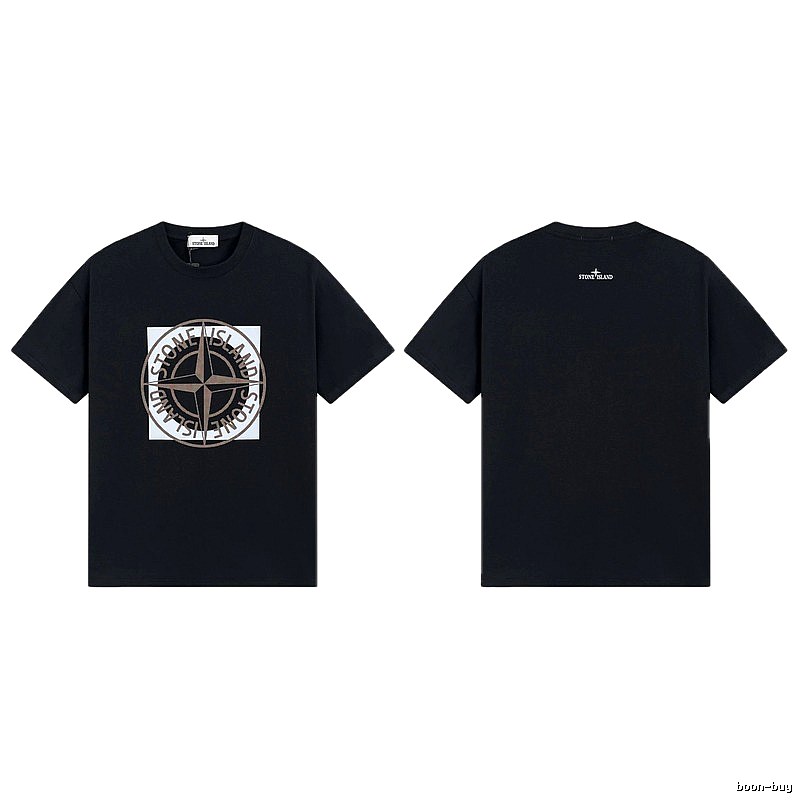 Stone Island Compass Print Street Style Black T-Shirt