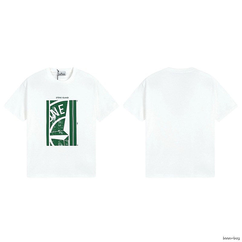 Stone Island Printed Street Style White Short Sleeve T-Shirt