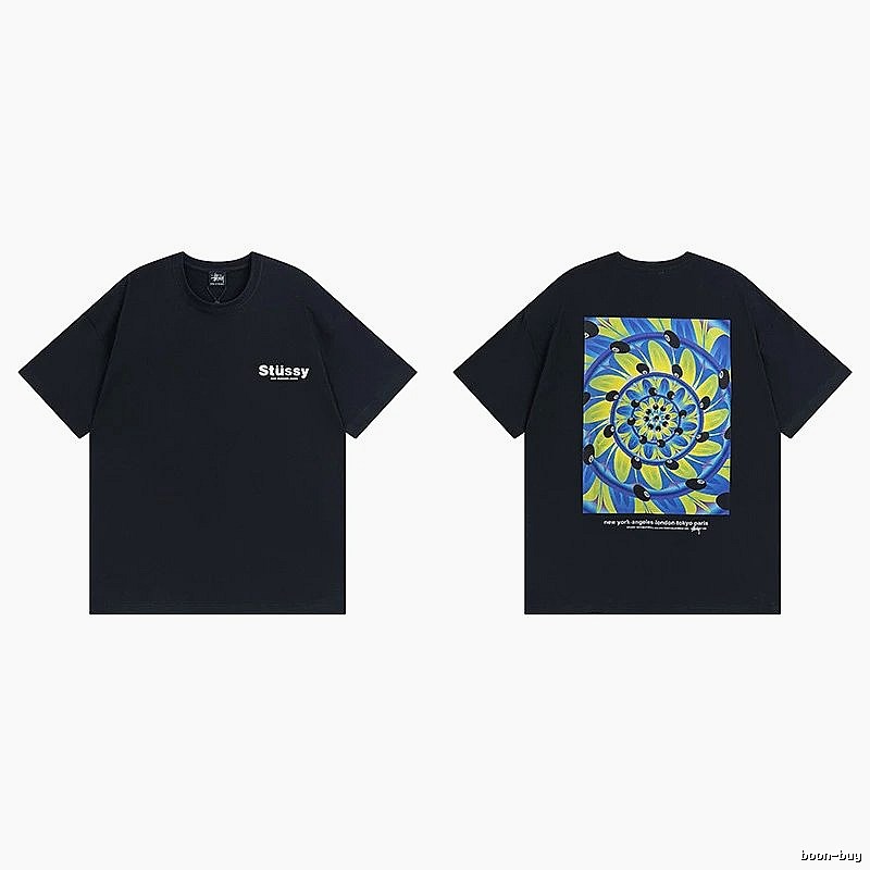 Stussy Black Spider Graphic T-Shirt Holiday Edit Logo
