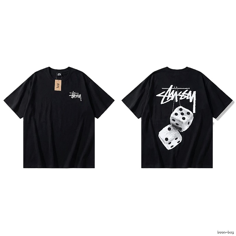 Stussy Dice Trendy and Cool Style Black T-shirt