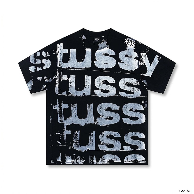 Stussy graffiti-style black T-shirt with letters