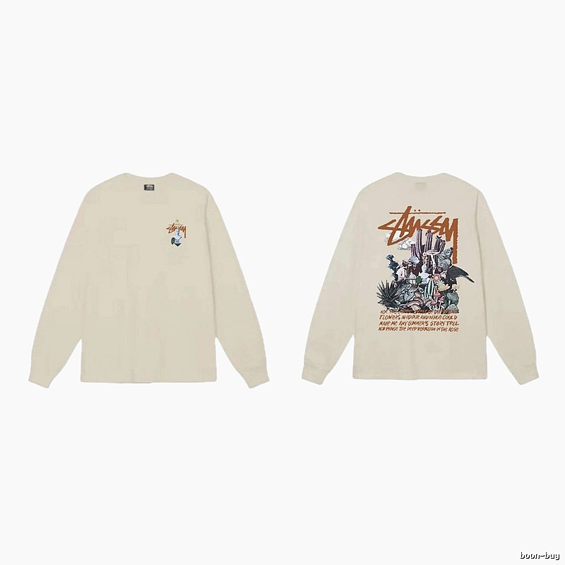Stussy Print Retro Style Long-Sleeve (Off-White)