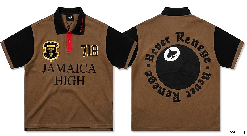 Stussy retro-style brown polo shirt
