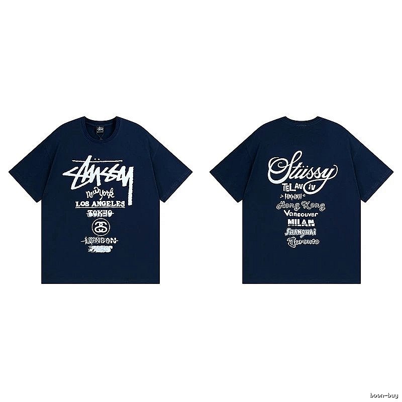Stussy Simple Logo Finish Spider Graphic T-Shirt Minimal Look