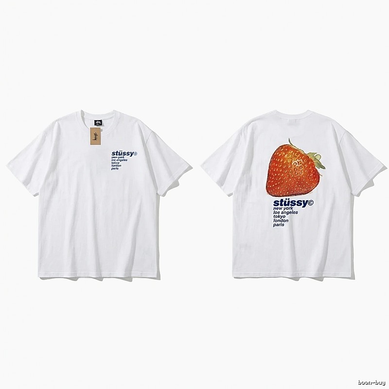 Stussy Strawberry Print White T-shirt