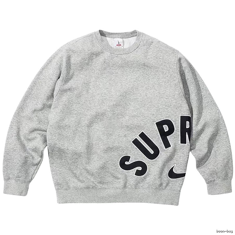 Supreme Statement Logo hoodie Gray Red Oversized for Outdoor Plans