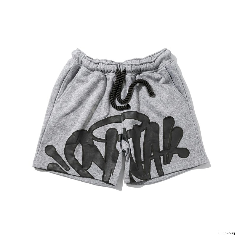 SynaWorld graffiti-style gray shorts