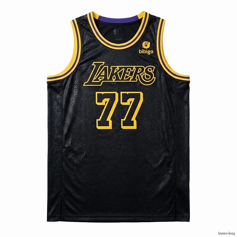 The No. 77 black jersey of the Los Angeles Lakers.