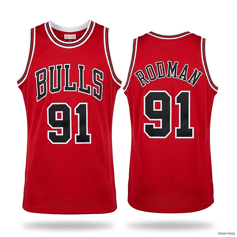 The red jersey of Dennis Rodman of the Michael Jordan.