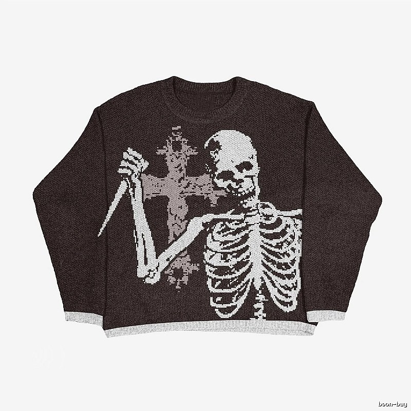Travel Anime graphic sweater Black Knit Top with Modern Look