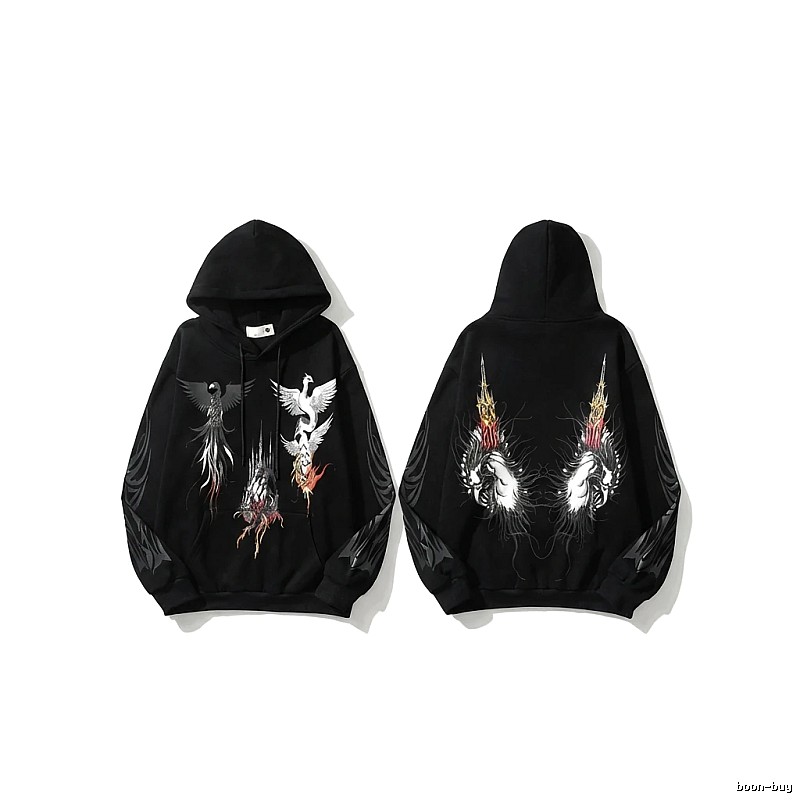 WDW Trendy Brand Chinese Style Embroidery Black Hoodie