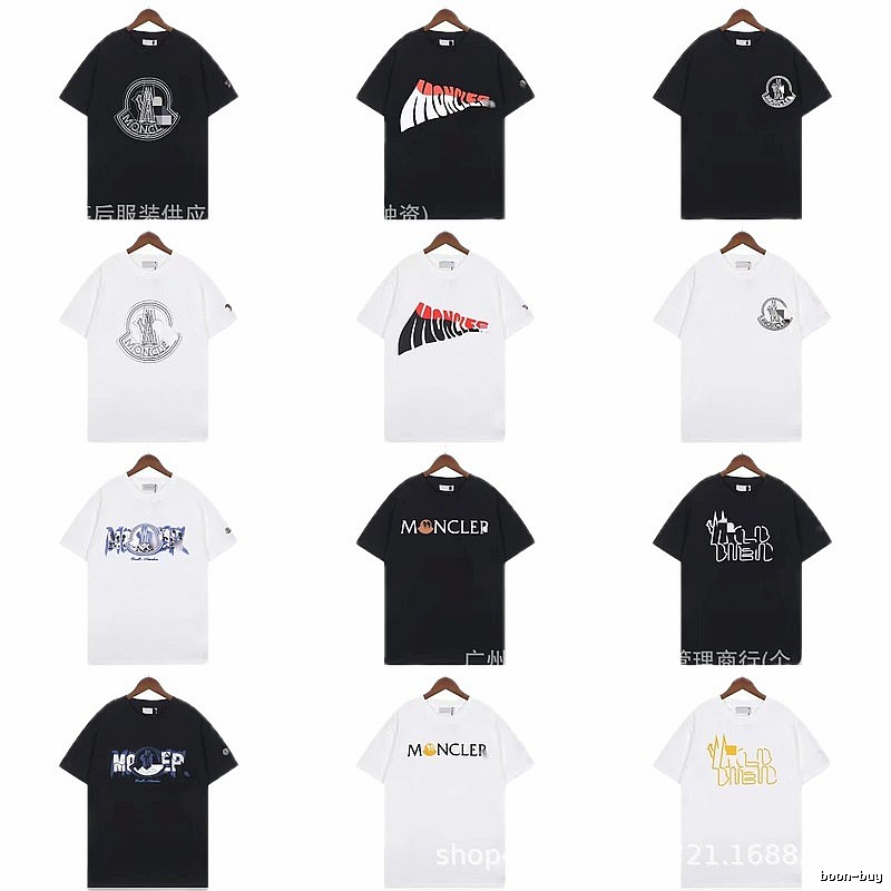 Moncler Logo Printed Trendy Black & White Short-Sleeve T-Shirt
