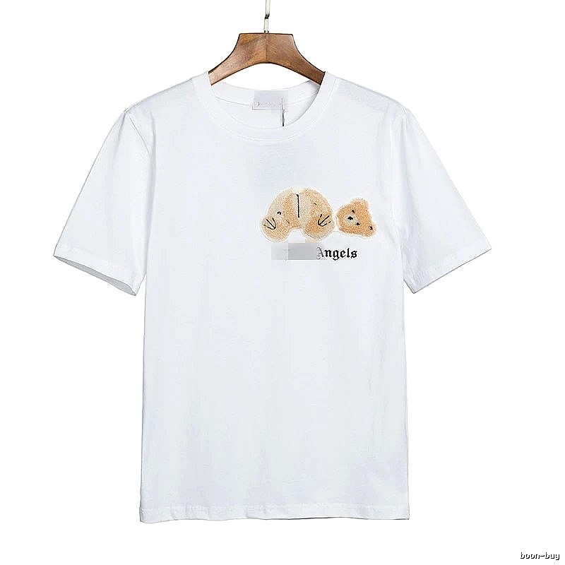 Palm Angels Logo Detail Bear graphic T-shirt White Colorful Bear with Functional Detail