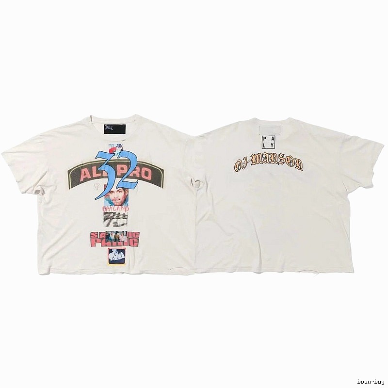 Paly Hollywood Portrait Print Vintage Off-white T-shirt